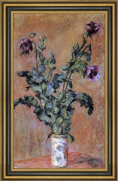 Claude Oscar Monet Vase of Poppies Framed Premium Canvas Print, 16"x24"