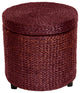 Rush Grass Storage Footstool, Red Brown