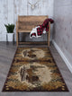 Oak Deer Novelty Lodge Pattern Brown Runner Rug, 2.7'x7'