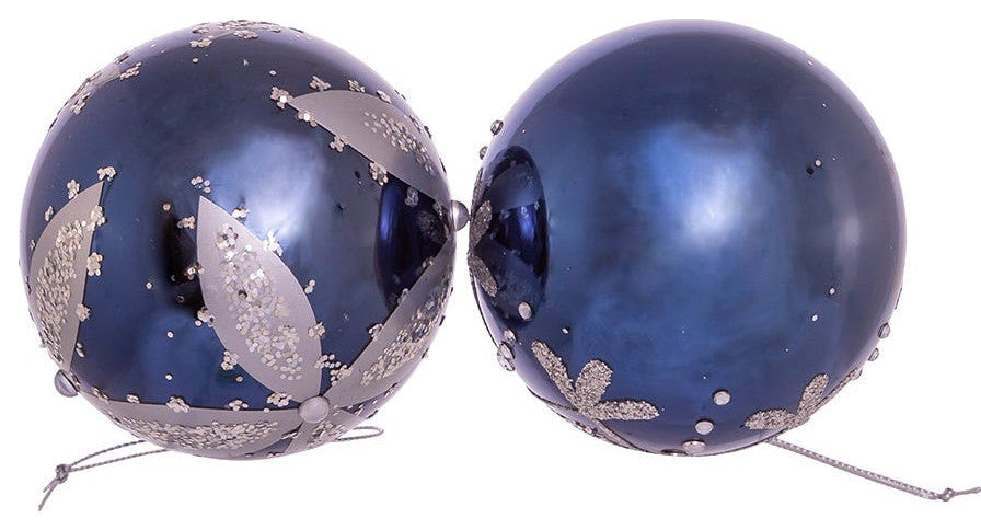 80MM Navy Blue Glass Ball Ornaments, 6-Piece Set