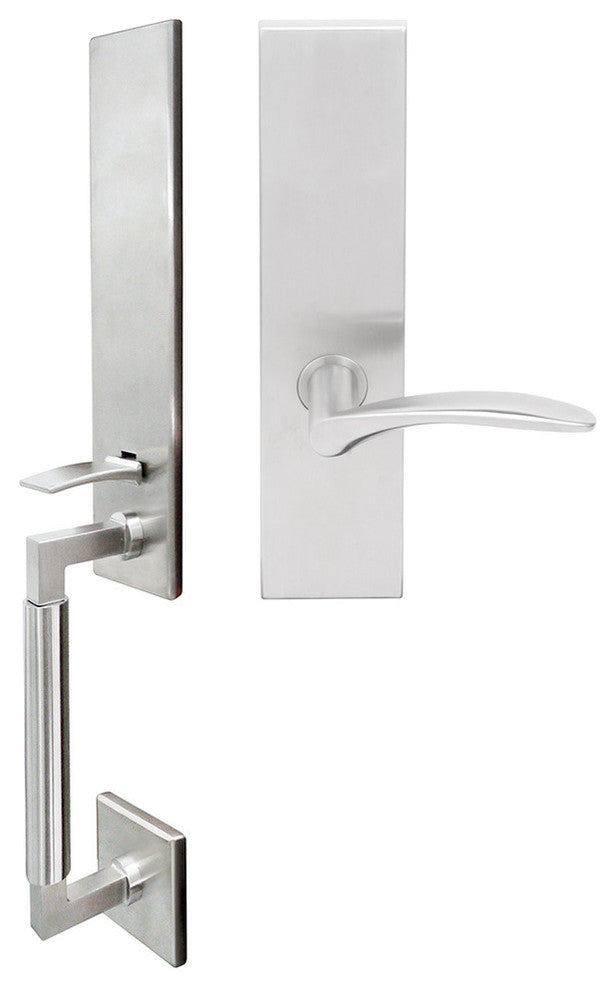 Crest Lever, Mortise Dummy Handleset, Right Hand, Satin Stainless Steel