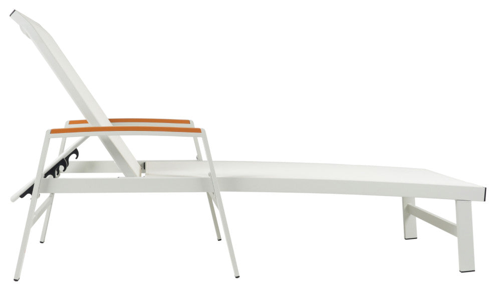 GDF Studio Outdoor Mesh and Aluminum Chaise Lounge, White, Single