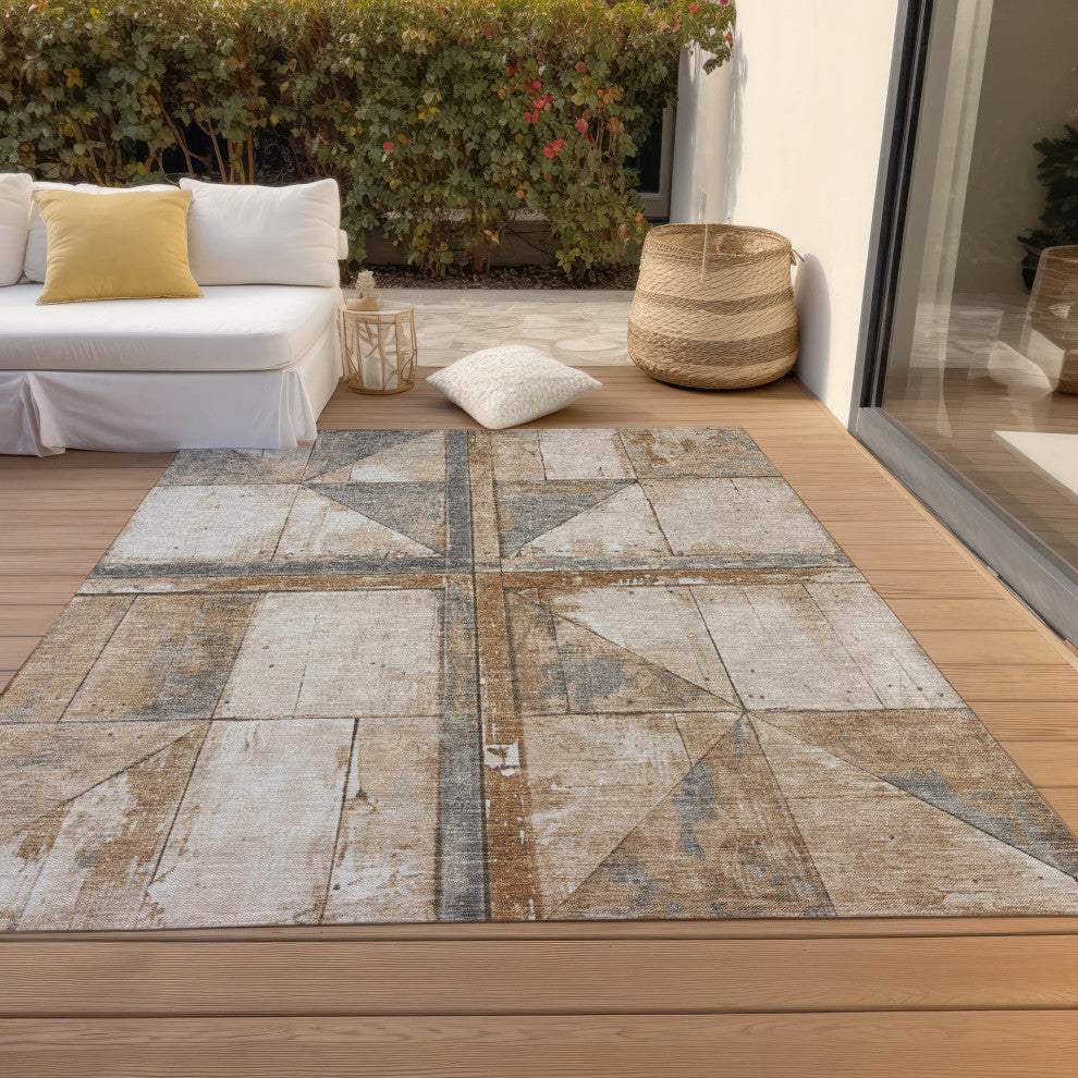 Machine Washable Indoor/Outdoor Chantille ACN1876 Copper 5' x 7'6" Rug