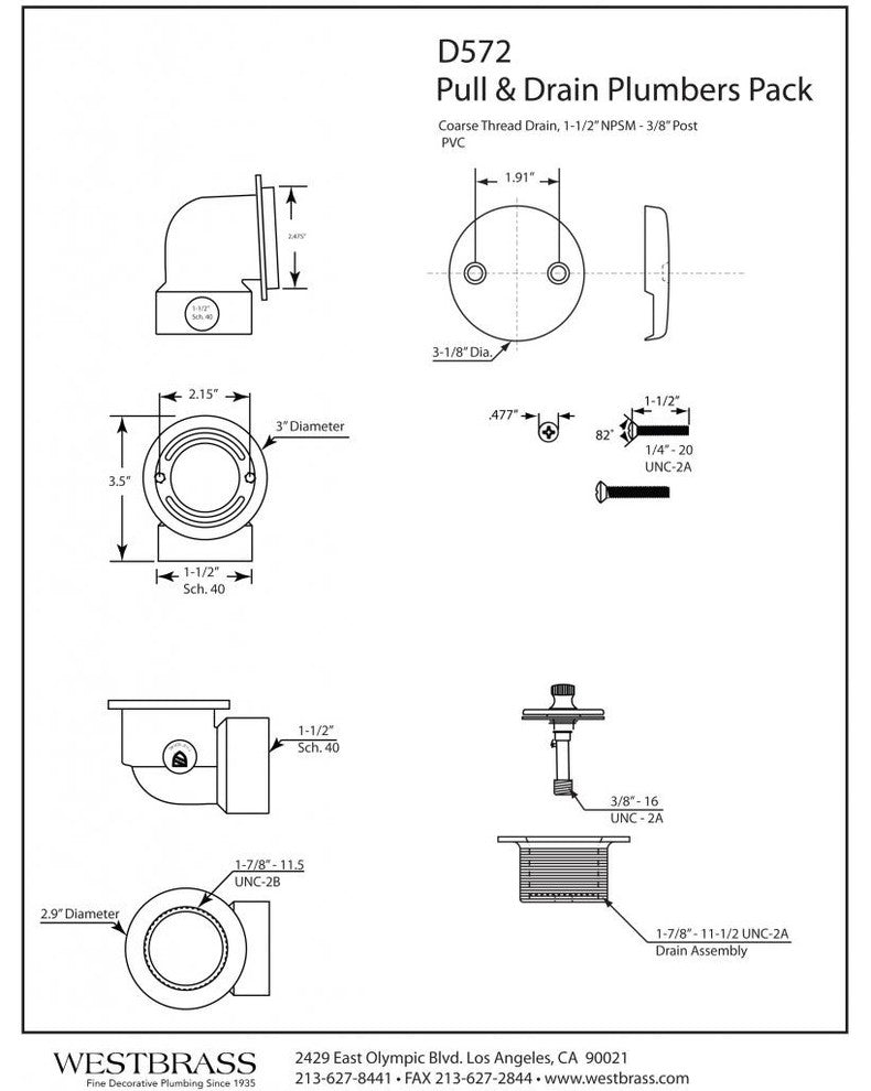 Pull & Drain Sch. 40 PVC Plumber'S Pack With Two-Hole Elbow In Polished Brass