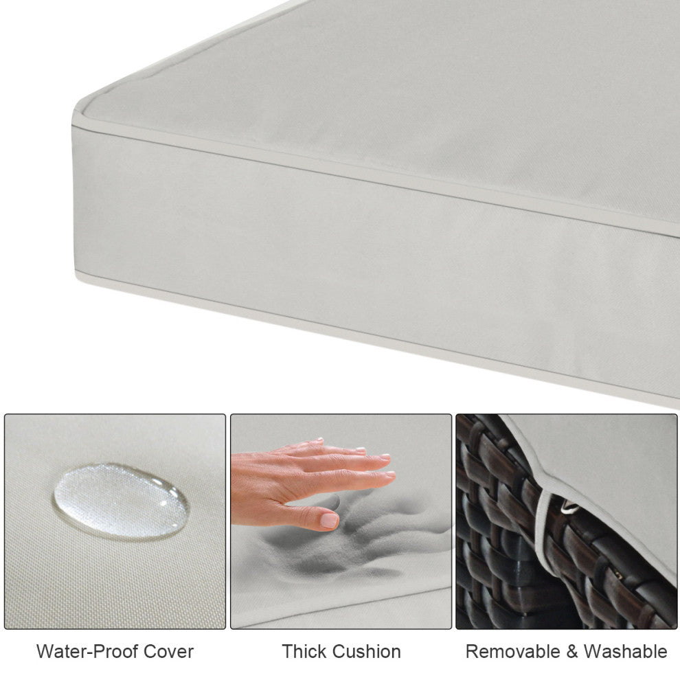 Costway 2PCS Patio Rattan Ottoman Cushioned Seat Foot Rest Coffee Table