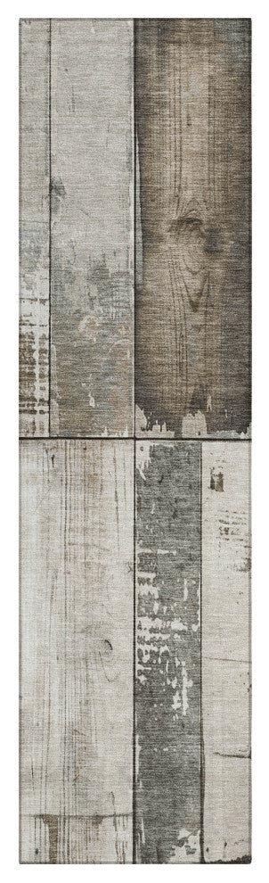 Machine Washable Indoor/Outdoor Chantille ACN1877 Taupe 2'3" x 7'6" Runner Rug