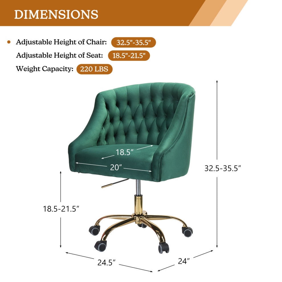 Home Office Swivel Chair with Button-Tufted Back, Green