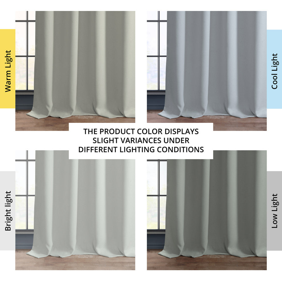 Faux Linen Grommet Room Darkening Curtain Single Panel, Oyster, 50"x96"