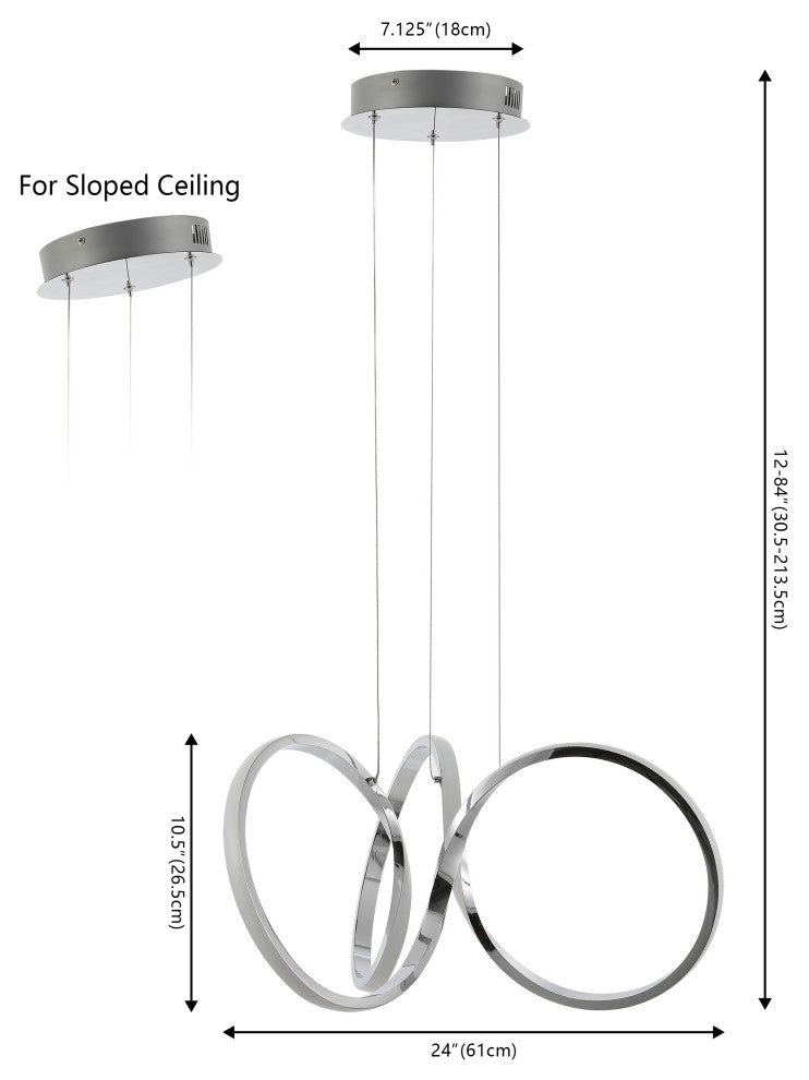 1-Light Contemporary Minimalist Aluminum Ribbon Integrated LED Pendant