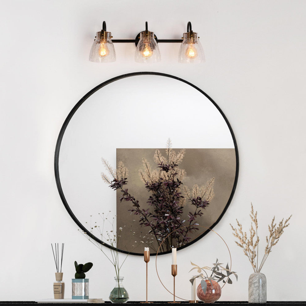 LNC Dawn Polished Gold Modern Crakled-Glass Wall Sconce, 3 Lights