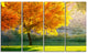 Beautiful Autumn Season in Forest, Landscape Canvas Art, 48"x28", 4 Panels