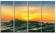 "Bright Sunlight And Glowing Waves" Beach Canvas Wall Art, 4 Panels, 48"x28"