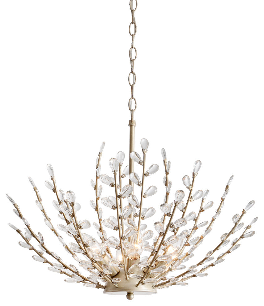 Daisy 6-Light Brushed Champagne Silver Crystal Chandelier