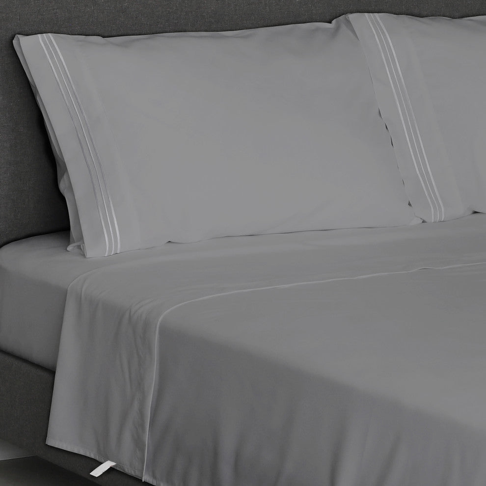 Furinno Angeland Vienne 4-Piece Microfiber Bed Sheet Set, King, Gray