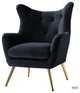 Tufted Accent Chair With Golden Legs, Black