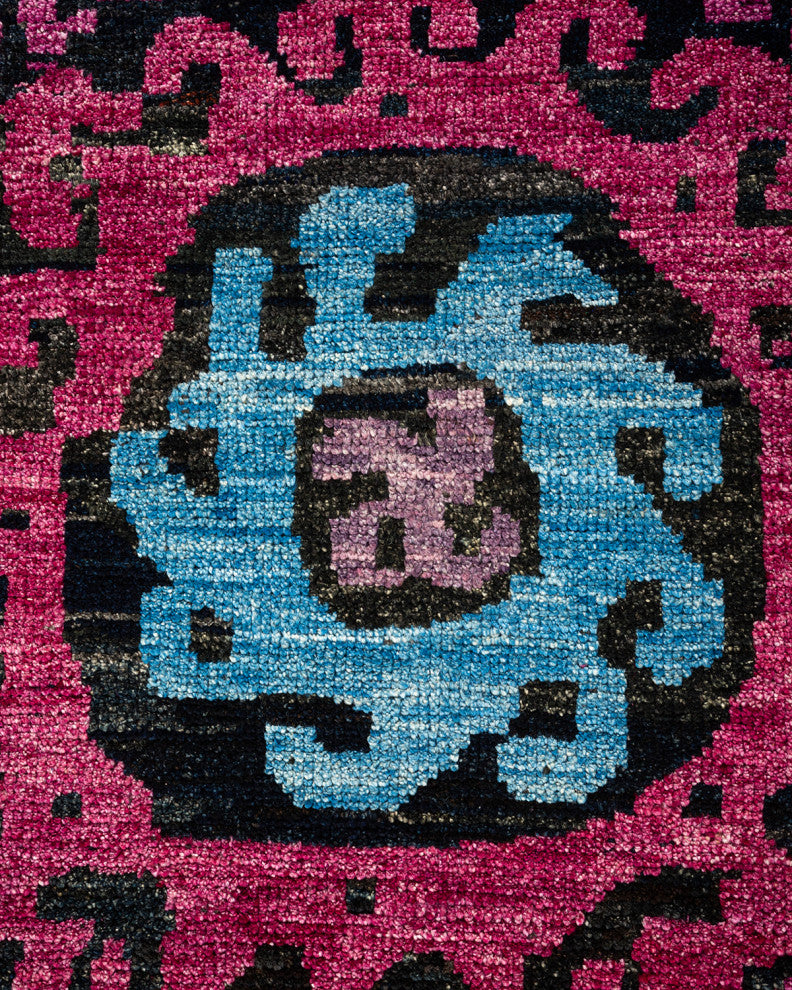 Modern, One-of-a-Kind Hand-Knotted Area Rug Black, 8' 8 x 10' 1