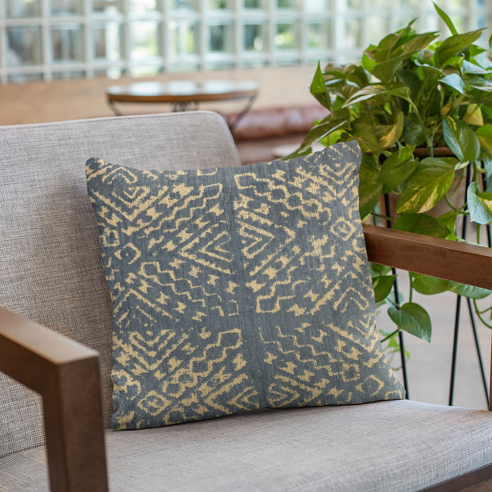 Plutus Blue Diamonds Luxury Throw Pillow, 22"x22"