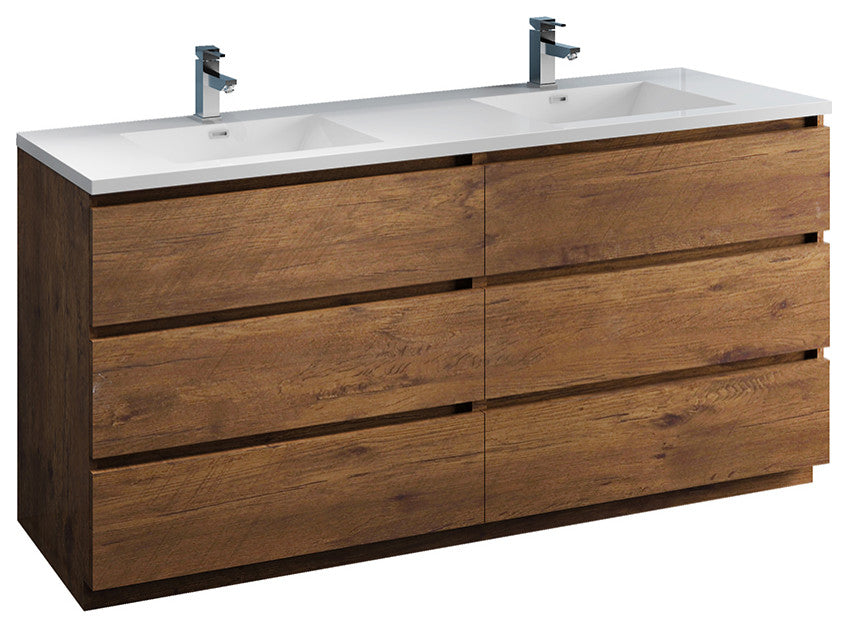 Fresca Lazzaro 72" Rosewood Cabinet With Integrated Double Sink
