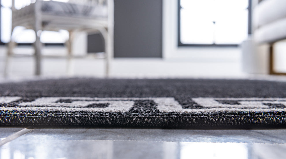 Unique Loom Charcoal Athens Modern 6' 0 x 6' 0 Round Rug