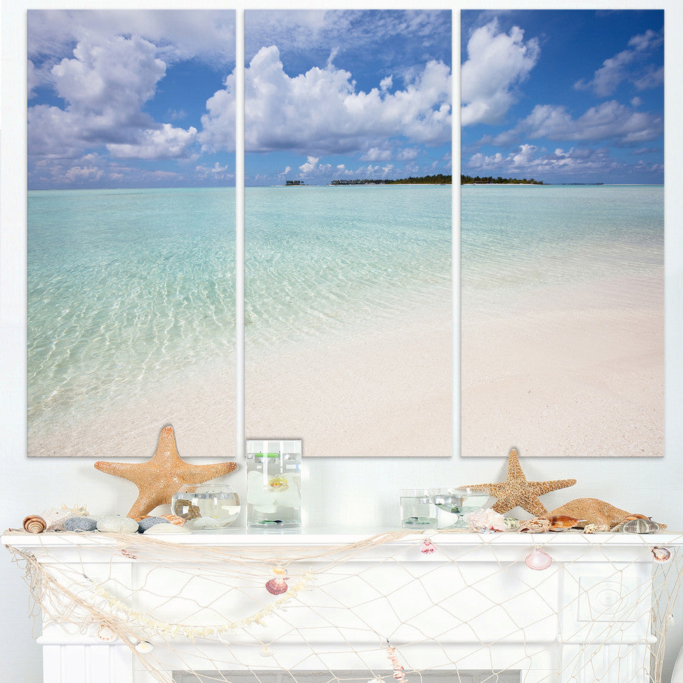 "Fascinating Maldives Empty Seashore" Metal Wall Art, 3 Panels, 36"x28"