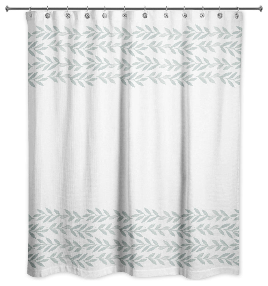 Soft Blue Vine Border 71x74 Shower Curtain