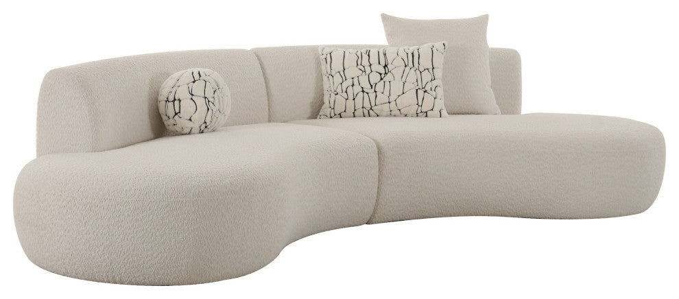 Divani Casa Weldon Modern Off-White Fabric Curved Sectional