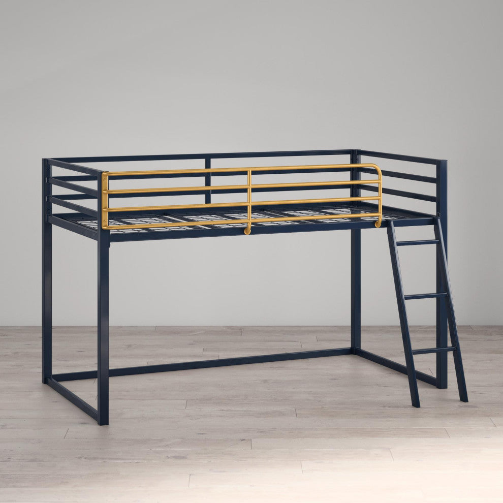 Little Seeds Monarch Hill Haven Twin Metal Junior Loft Bed in Navy