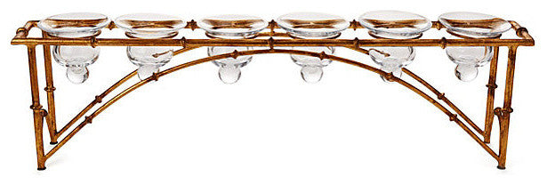 Bamboo 6 Votive Bridge, Antique Gold