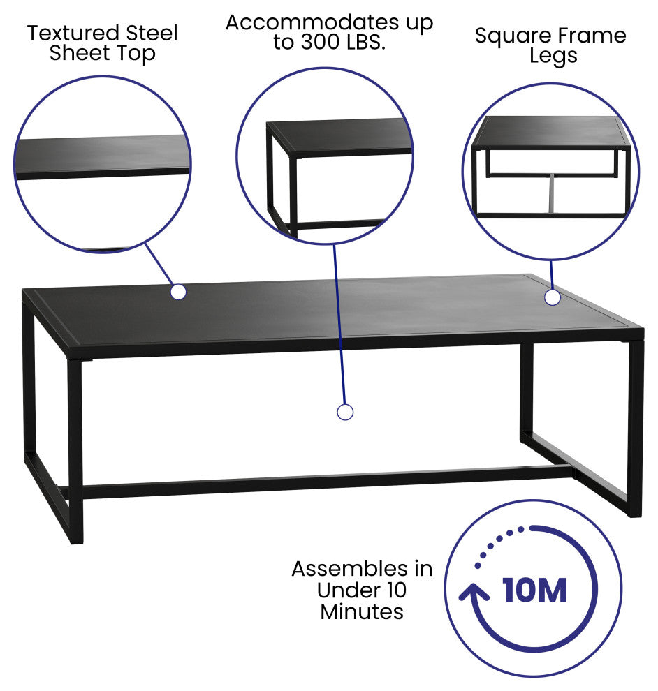 Outdoor Patio Coffee Table, Black