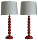 Set of 2 Stacked Ball Table Lamps, Glossy Red
