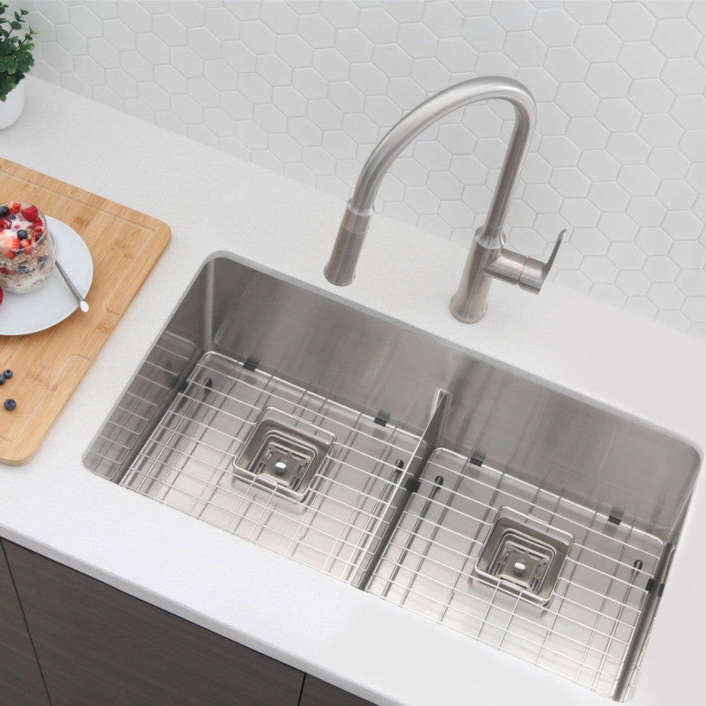 33"x18" Stainless Steel Double Basin Undermount Kitchen Sink