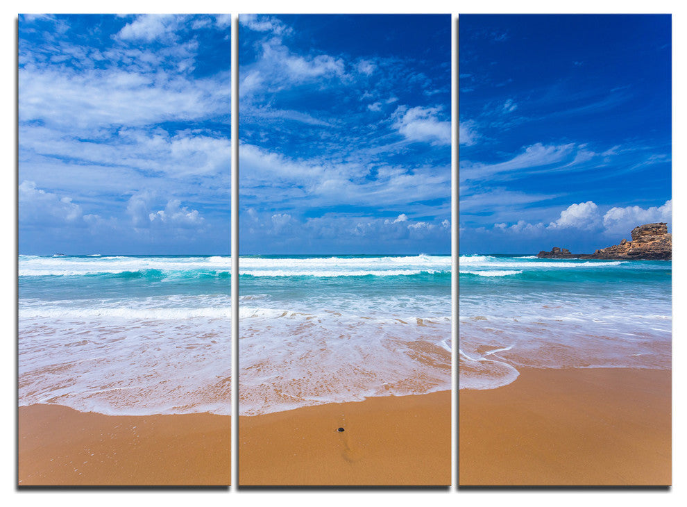 "Serene Atlantic Seashore Portugal" Metal Wall Art, 3 Panels, 36"x28"
