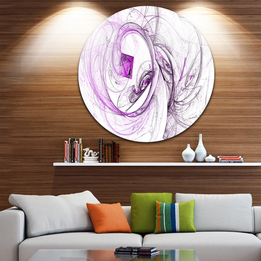 Billowing Smoke Purple, Abstract Digital Art Round Metal Wall Art, 23"