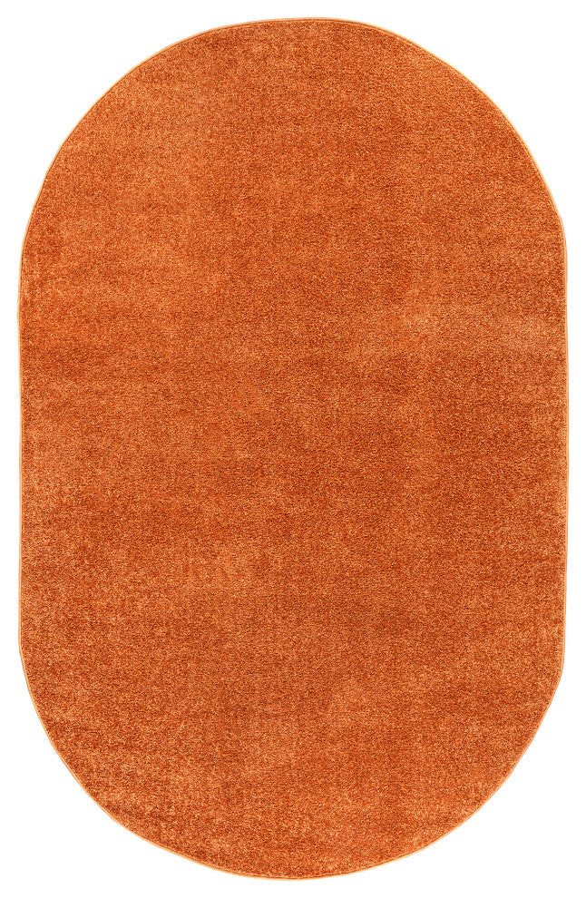 Haze Solid Low-Pile Orange 4 ft. x 6 ft. Oval Area Rug