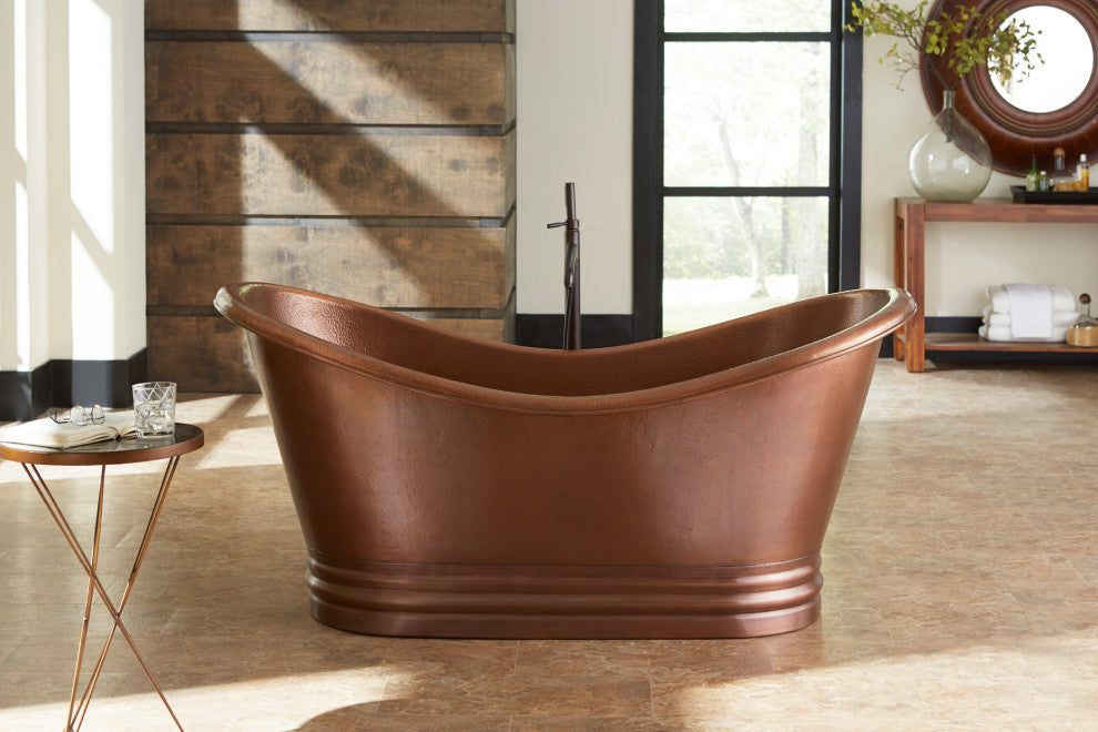 Euclid 6' Copper Freestanding Bathtub With No Overflow