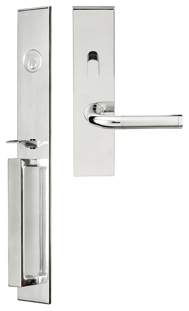 Vienna Lever, Mortise Entry Handleset, Left Hand, Polished/Satin Stainless Steel