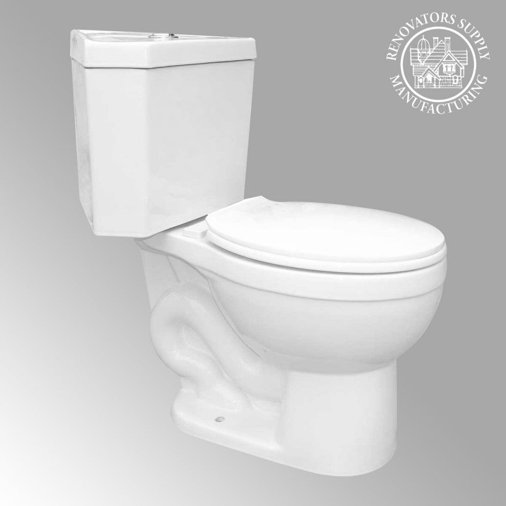 Troyt White Corner 2-Pc Round Toilet White WaterSense Dual Flush