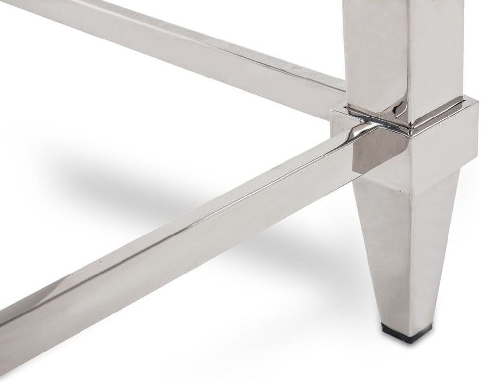 Modrest Agar Modern Glass and Stainless Steel Coffee Table