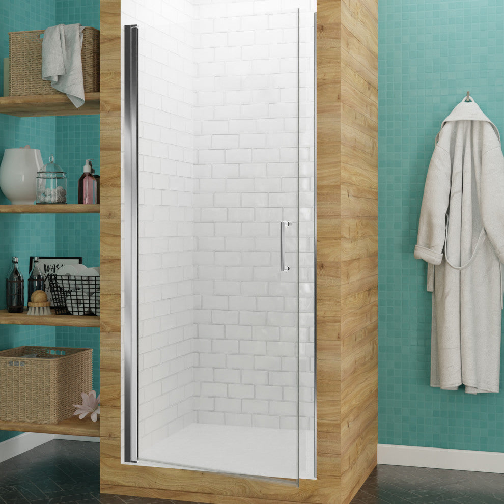 ANZZI Lancer Semi-Frameless Hinged Shower Door, Polished Chrome, 23" X 72"