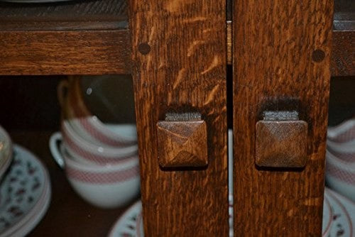 Arts and Crafts Mission Solid Oak China Cabinet
