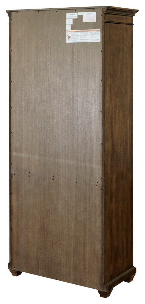 Traditional Wood Bookcase With Doors Fully Assembled Brown