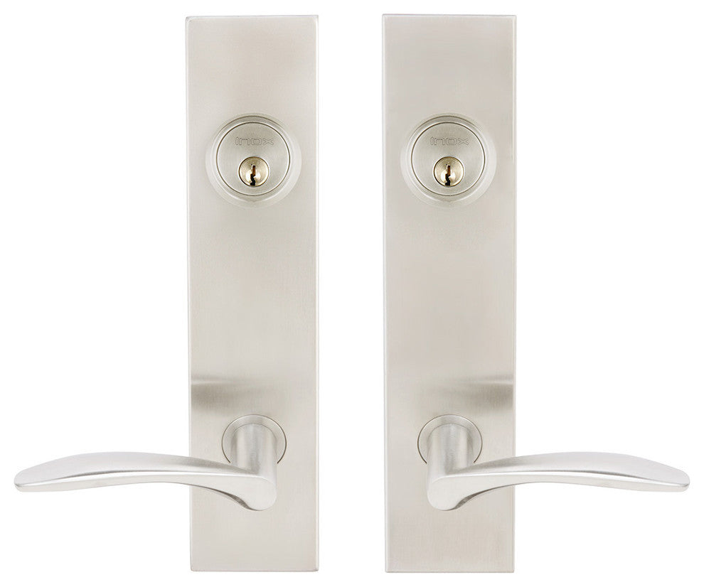 Crest Lever, Tubular Entry, Double Cylinder, Satin Stainless Steel