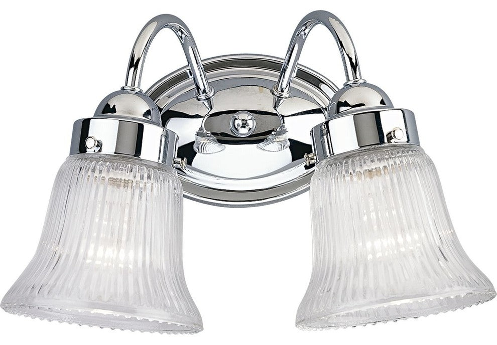 Fluted Glass 2-Light Bath Light, Chrome