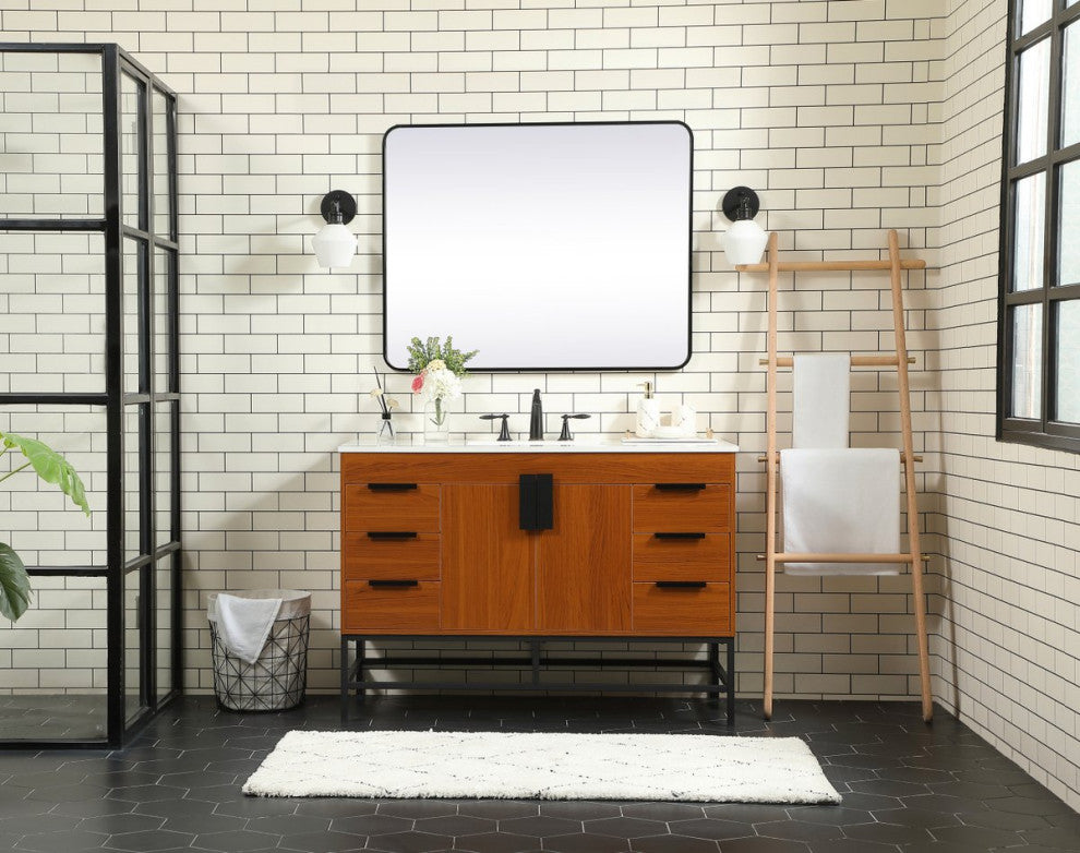Home Living 22" Modern Teak-Light Bathroom Vanity