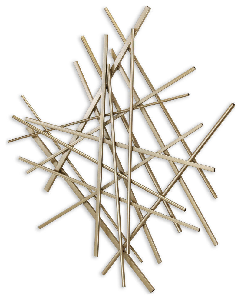 Abstract Gold Bar and Panel Wall Decor Piece