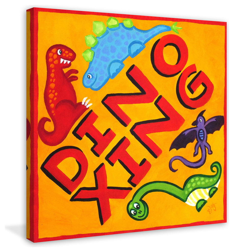 "Dino Crossing" by Nicola Joyner Painting Print Wrapped Canvas, 40x40