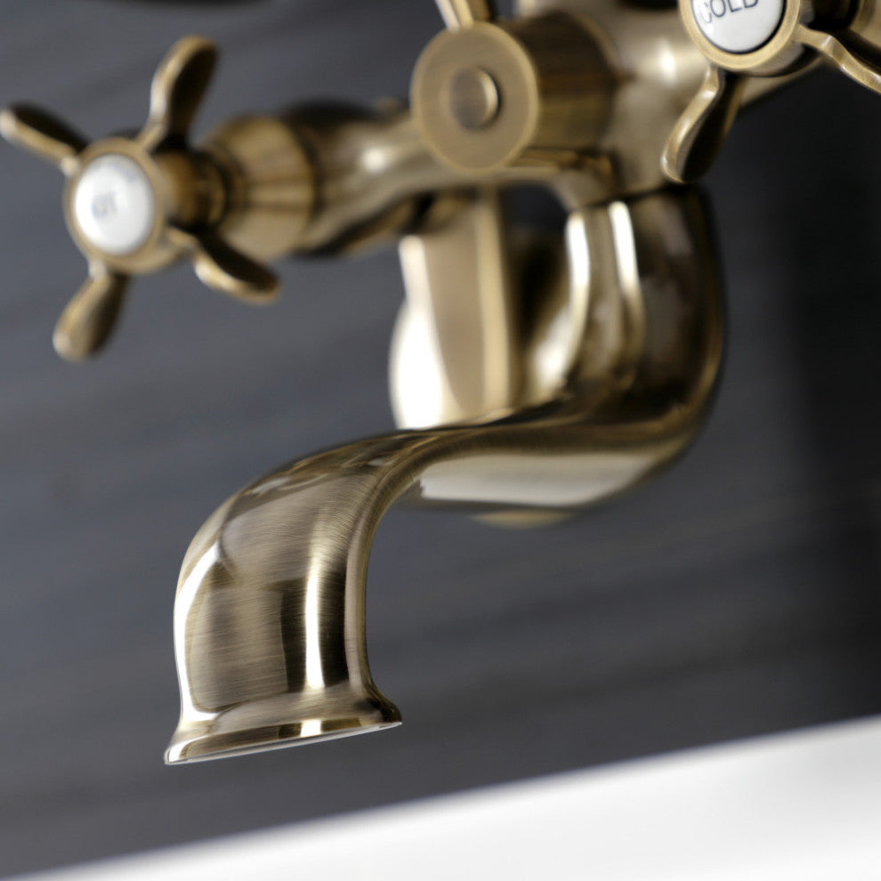 KS246AB Wall Mount Clawfoot Tub Faucet With Hand Shower, Antique Brass