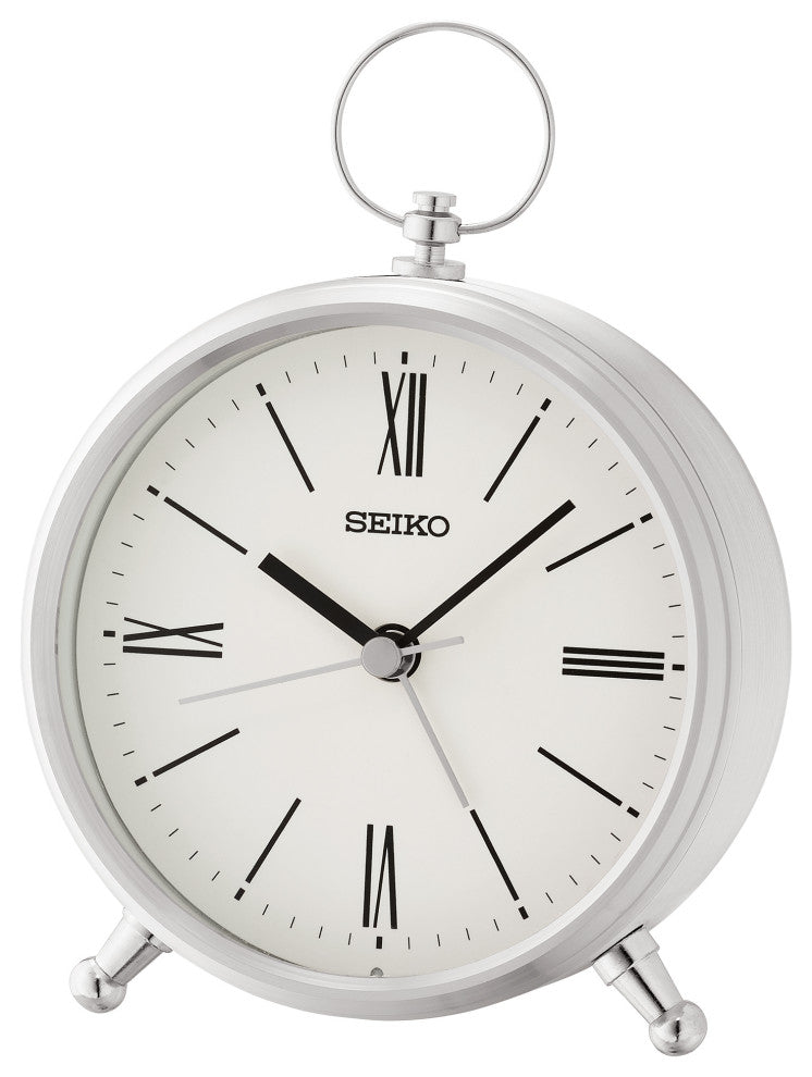 5" Ming Bedside Alarm, Silver and Black, Silver