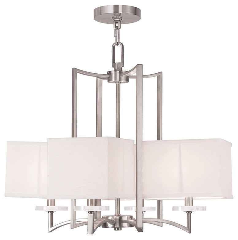 Livex 50705-91 4-Light Brushed Nickel Chandelier, Brushed Nickel