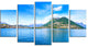 "Lugano Lake Ticino Panorama" Seashore Canvas Art, 5 Panels, 60"x32"